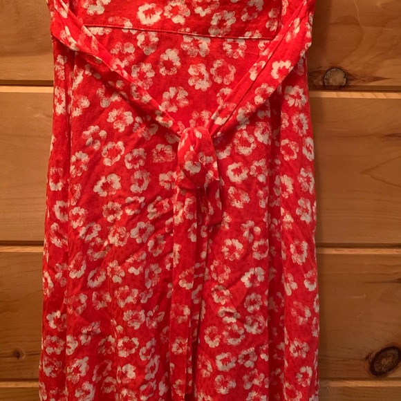 Lulus Garden Explorer Red Floral Print Mini Dress Long V Cut  Belted Sz XS - Picture 5 of 14